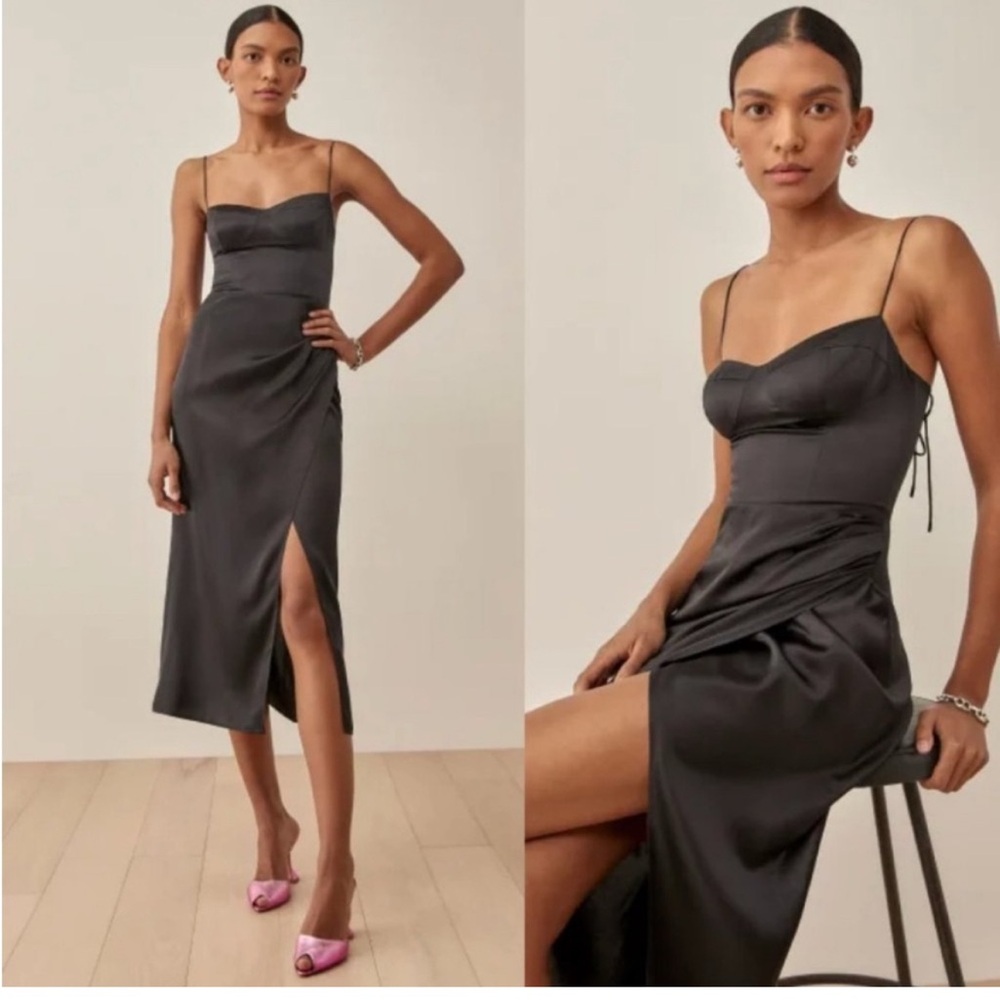 Reformation Marguerite Silk Dress in Black Size 2